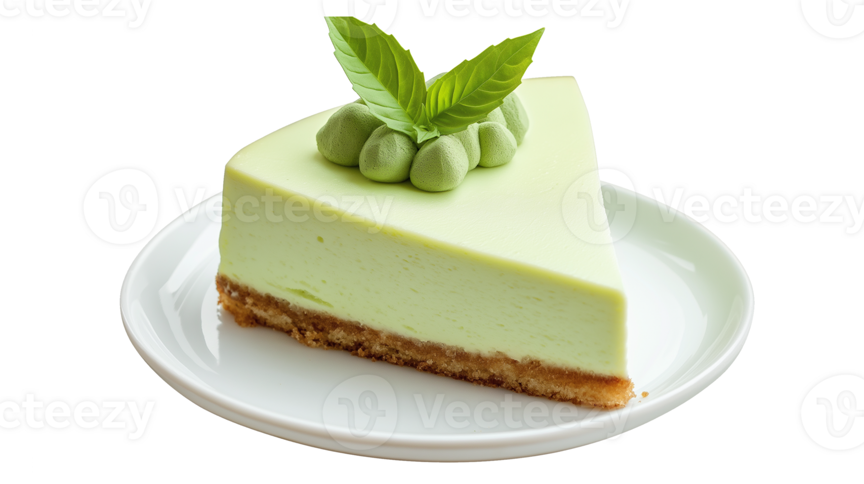 Matcha green tea cheese cake transparent isolated png