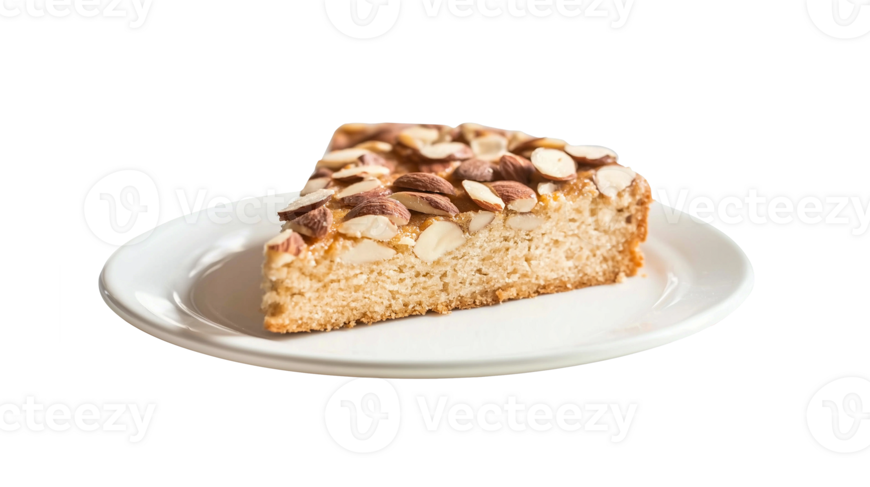 Simple almond cake with almond slice topping transparent isolated png
