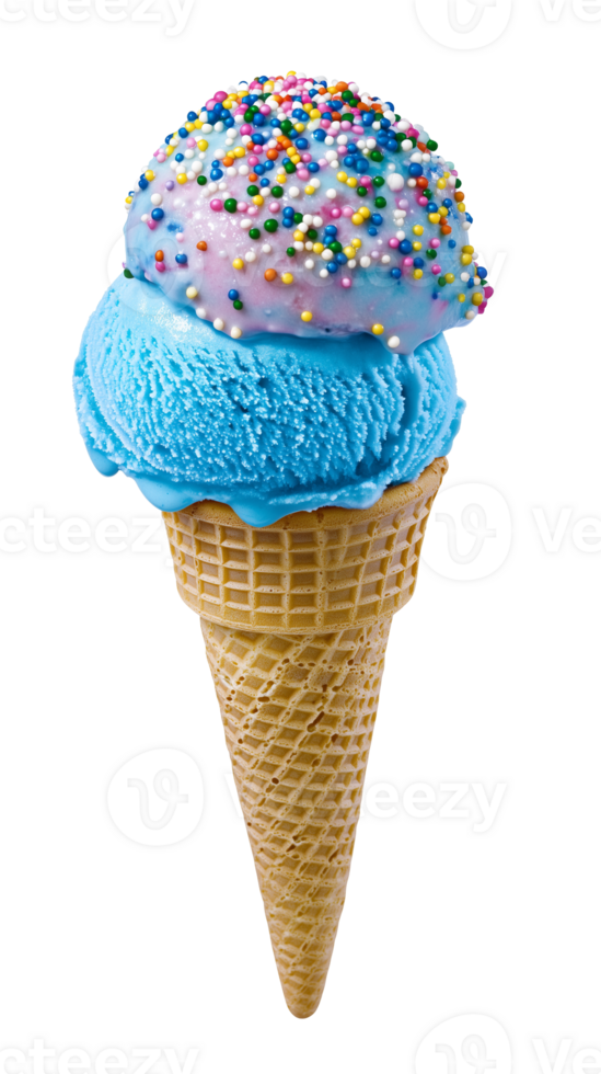 Creamy Bubblegum Ice Cream Cone Delight with Rainbow Sprinkles png