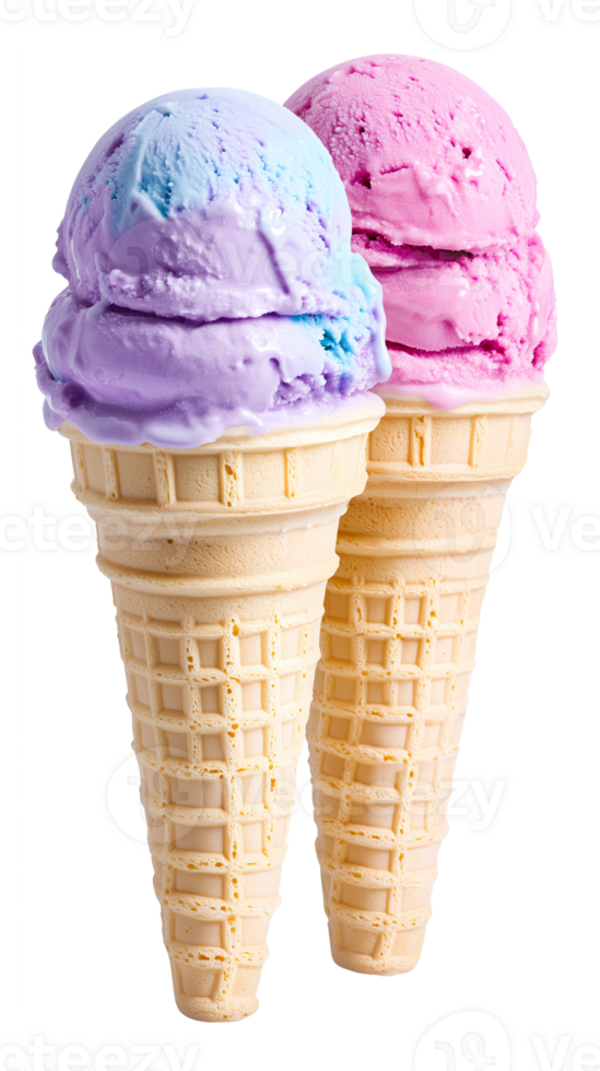 Realistic Two-Color Ice Cream Cone with Transparent Background png