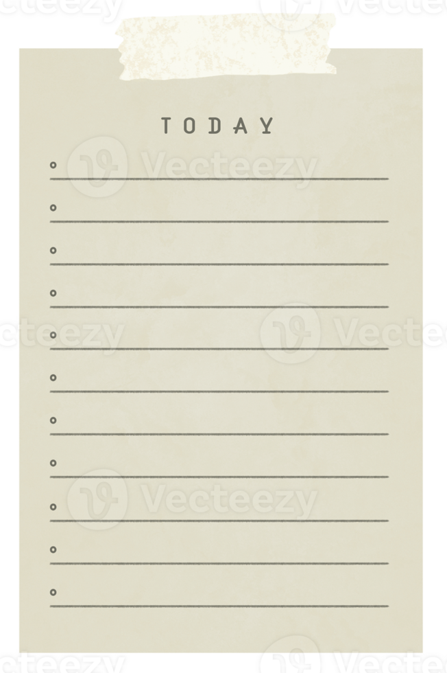Tan Beige Planner Sticky Note with Lined Bullet Point Checklist No Background png