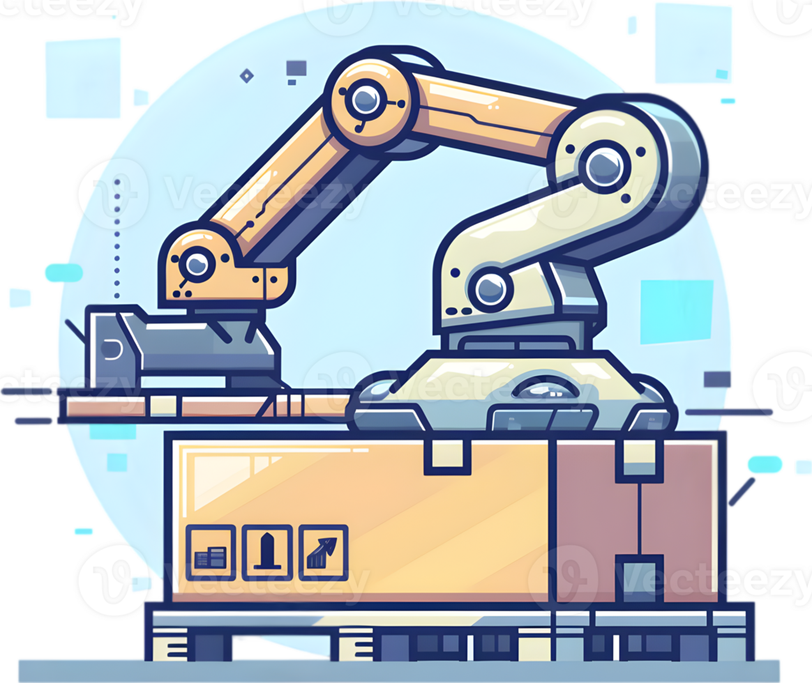 A robot is working on a box png