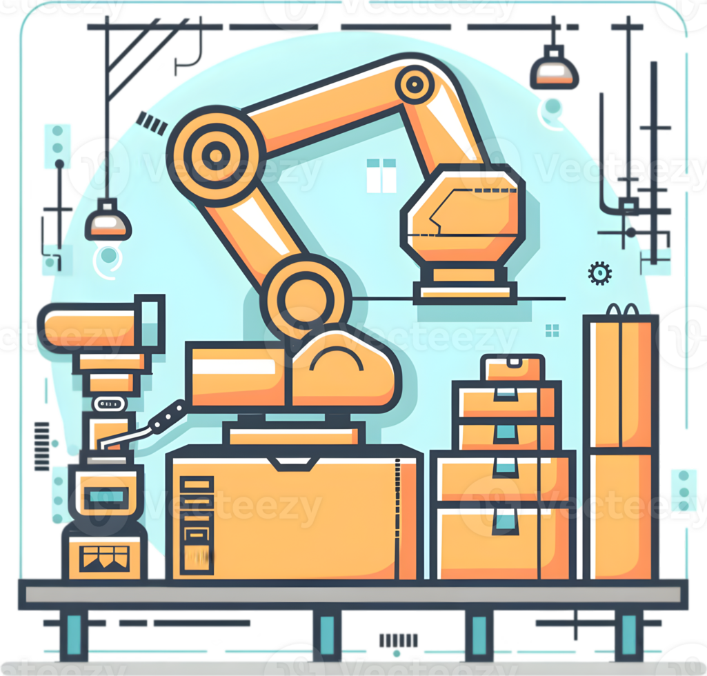 An illustration of a robot and a machine png