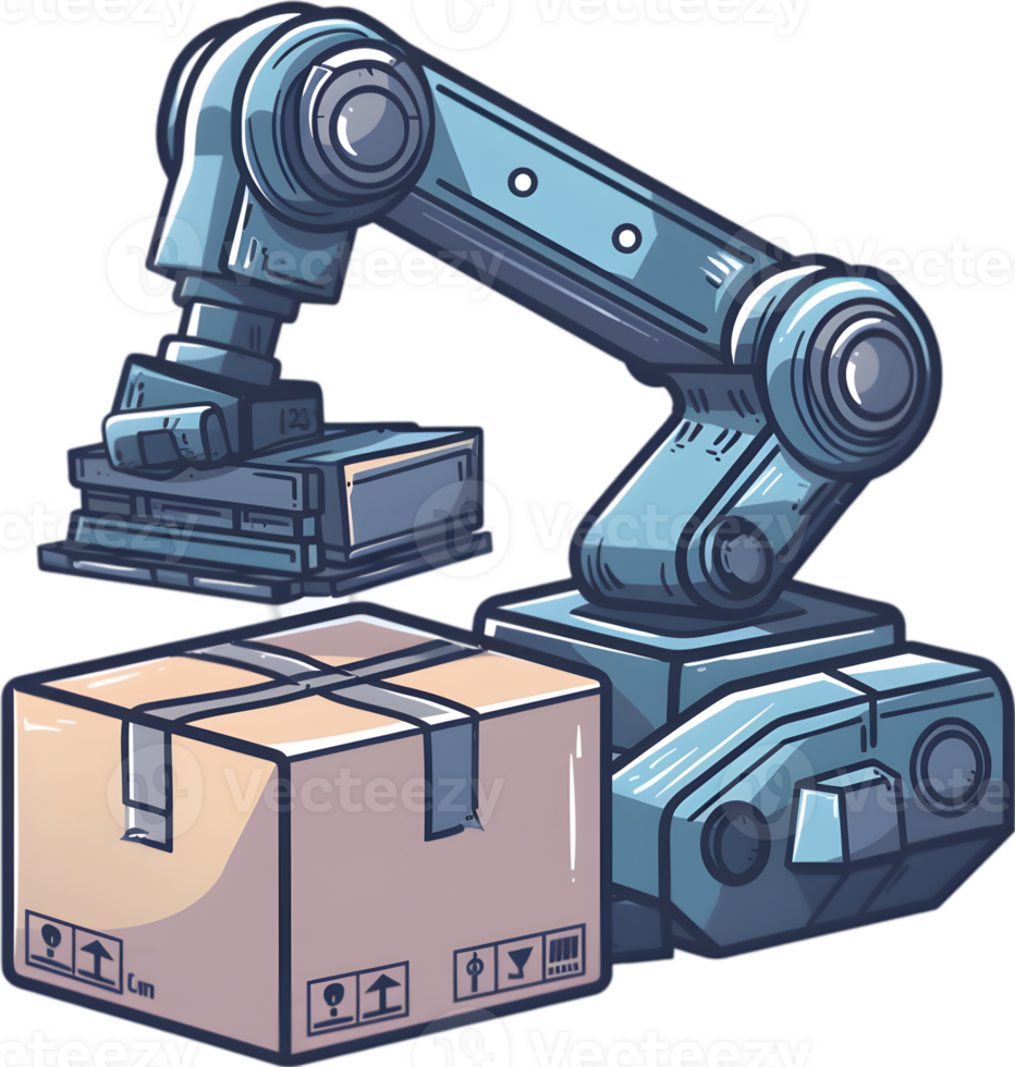 A robot and a box with a robot on top png
