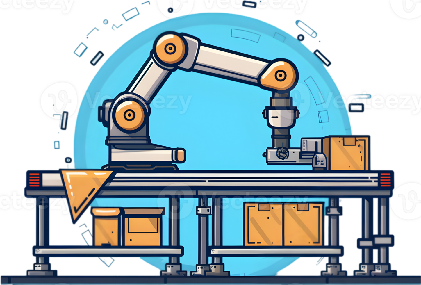 An illustration of a robot working on a table png