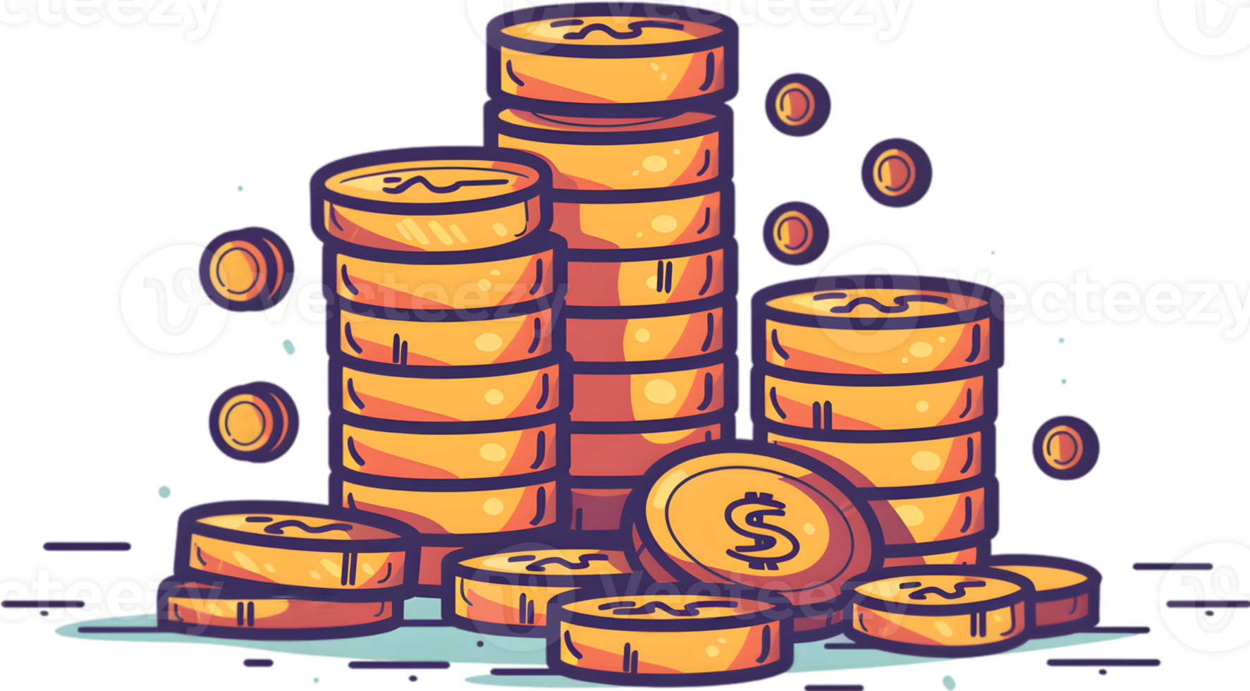 Money coins and dollar sign png