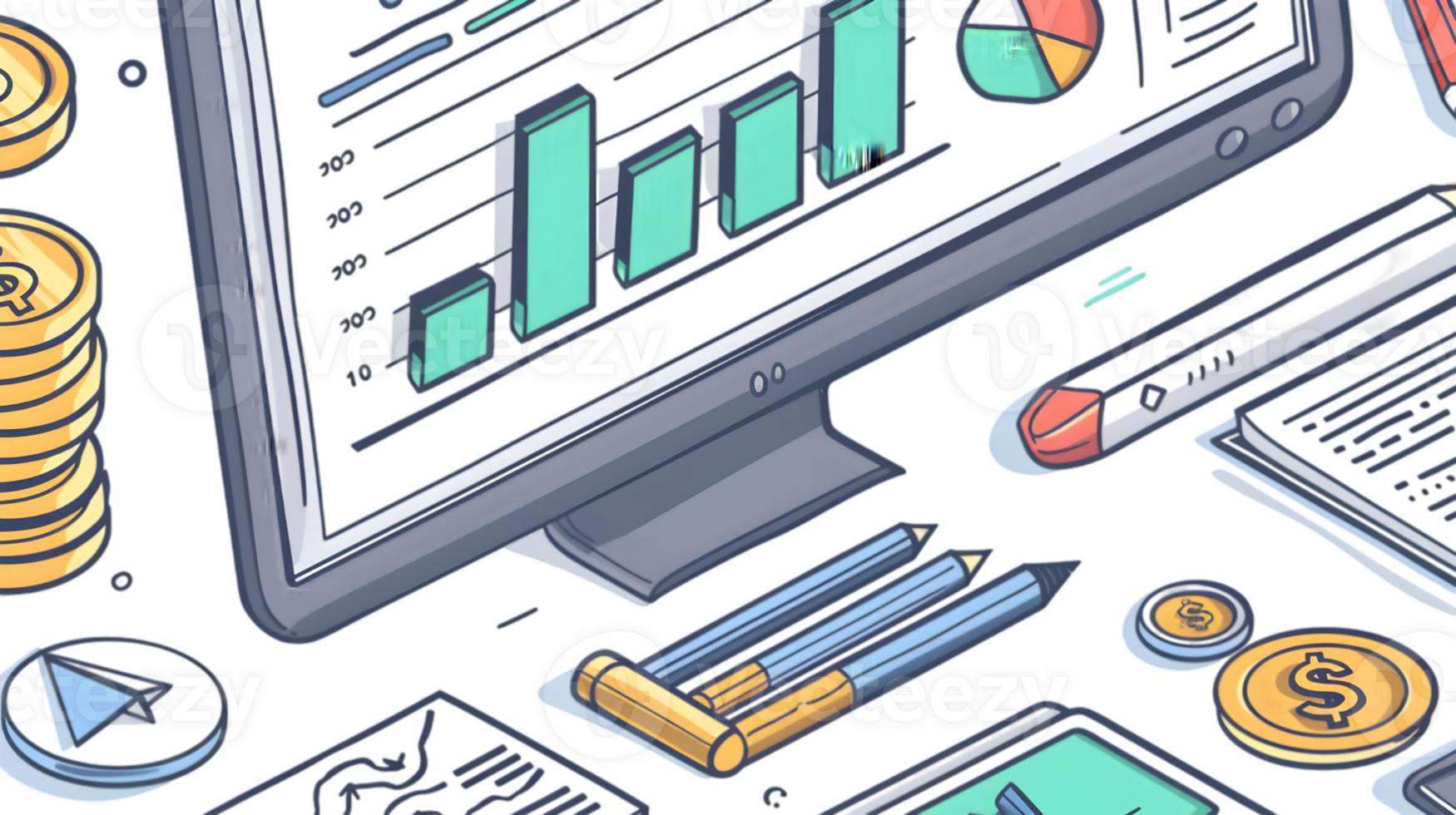 a ilustração do uma computador tela com vários Itens png