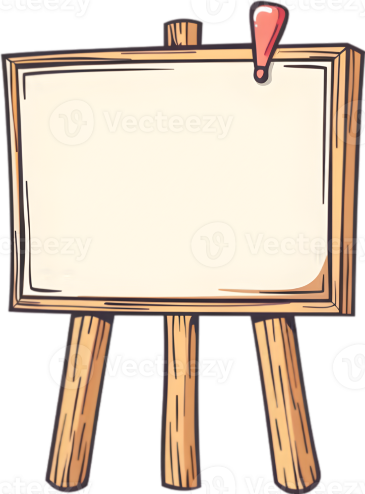 An empty wooden sign with a red marker png