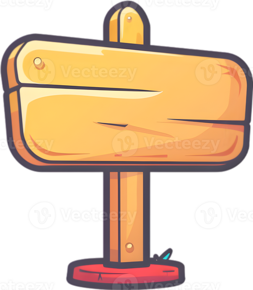 A wooden sign with a red base and a wooden sign png
