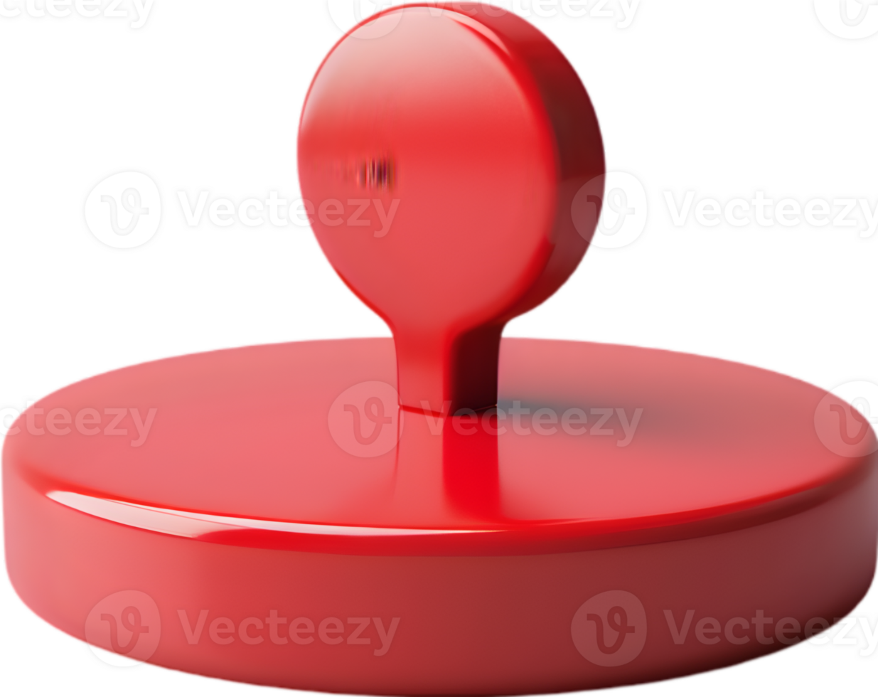 A red plastic button on top of a white surface png
