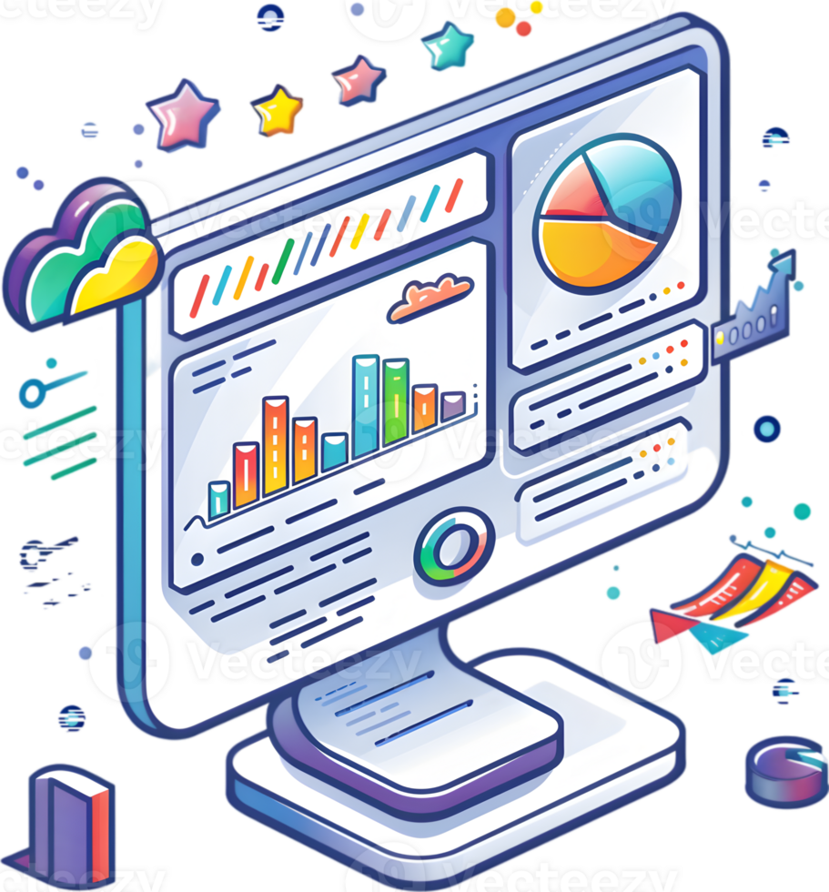 A computer screen with graphs and charts on it png