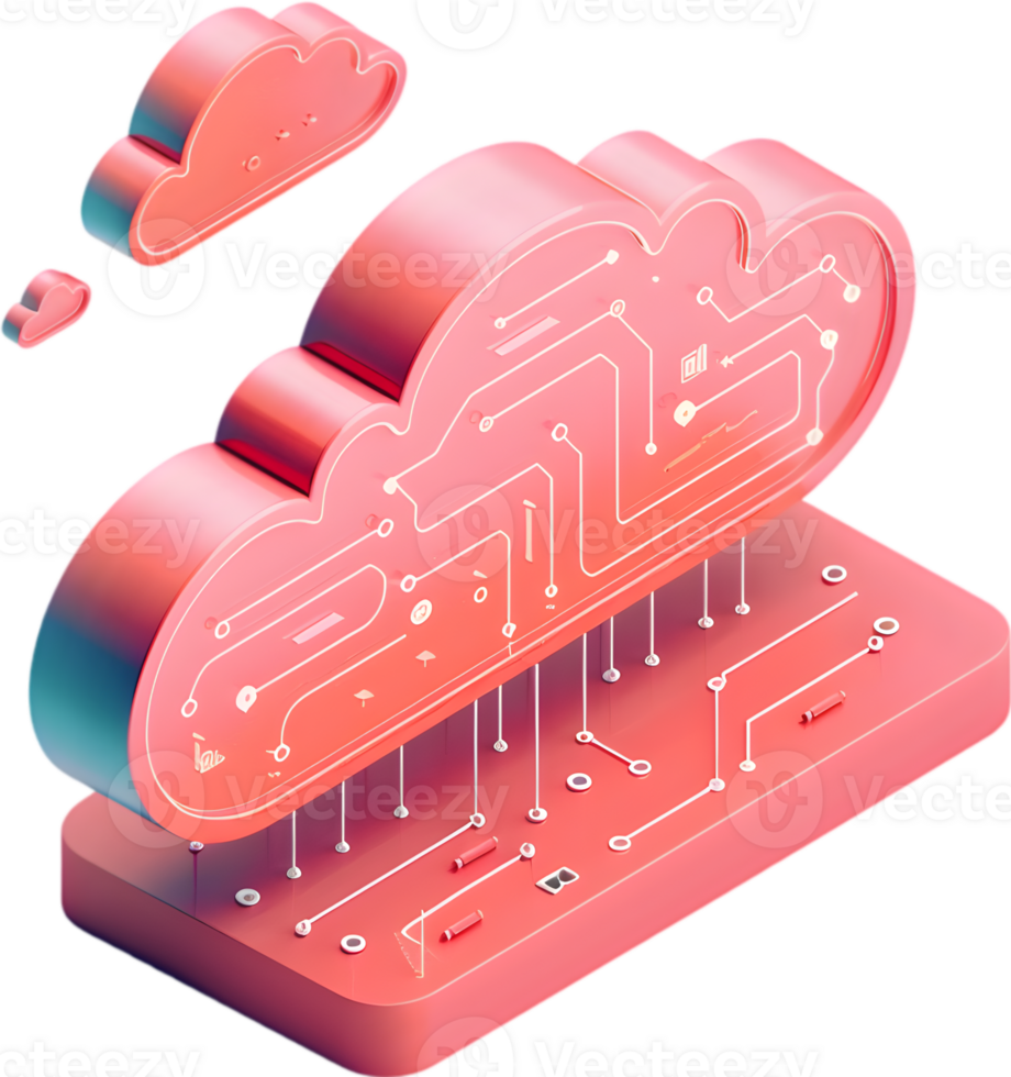 A cloud with circuit boards and a circuit board png