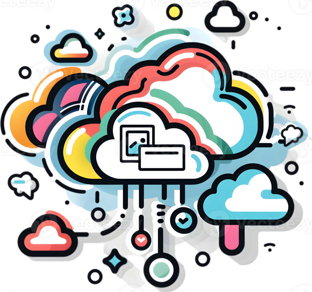 Cloud computing icon with a cloud and other icons png