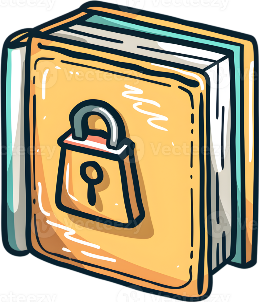 A book with a padlock on it png