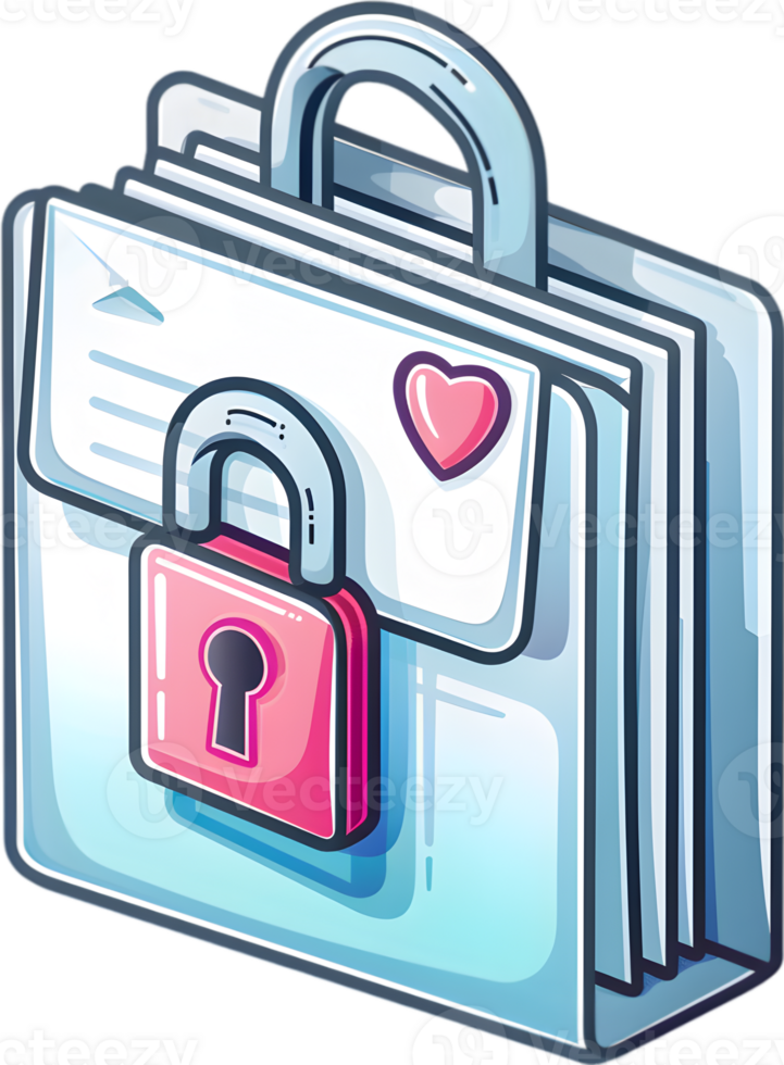 A heart shaped lock and a padlock on a folder png