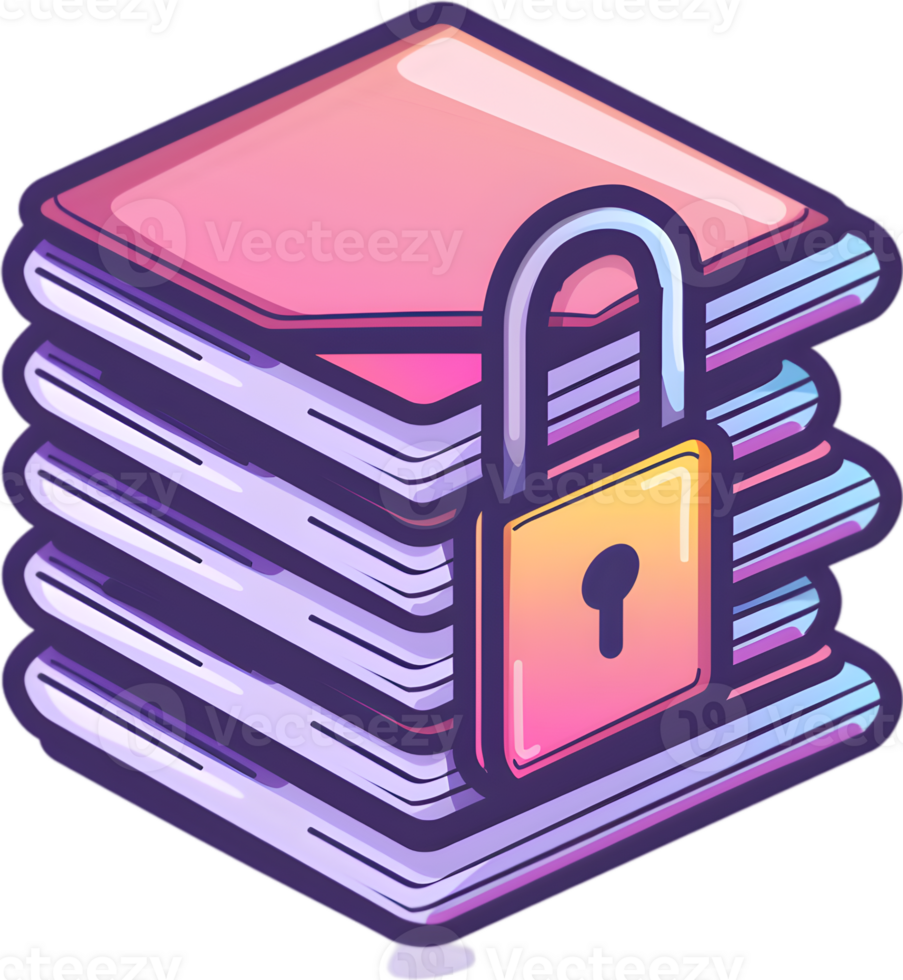 A stack of books with a padlock on it png
