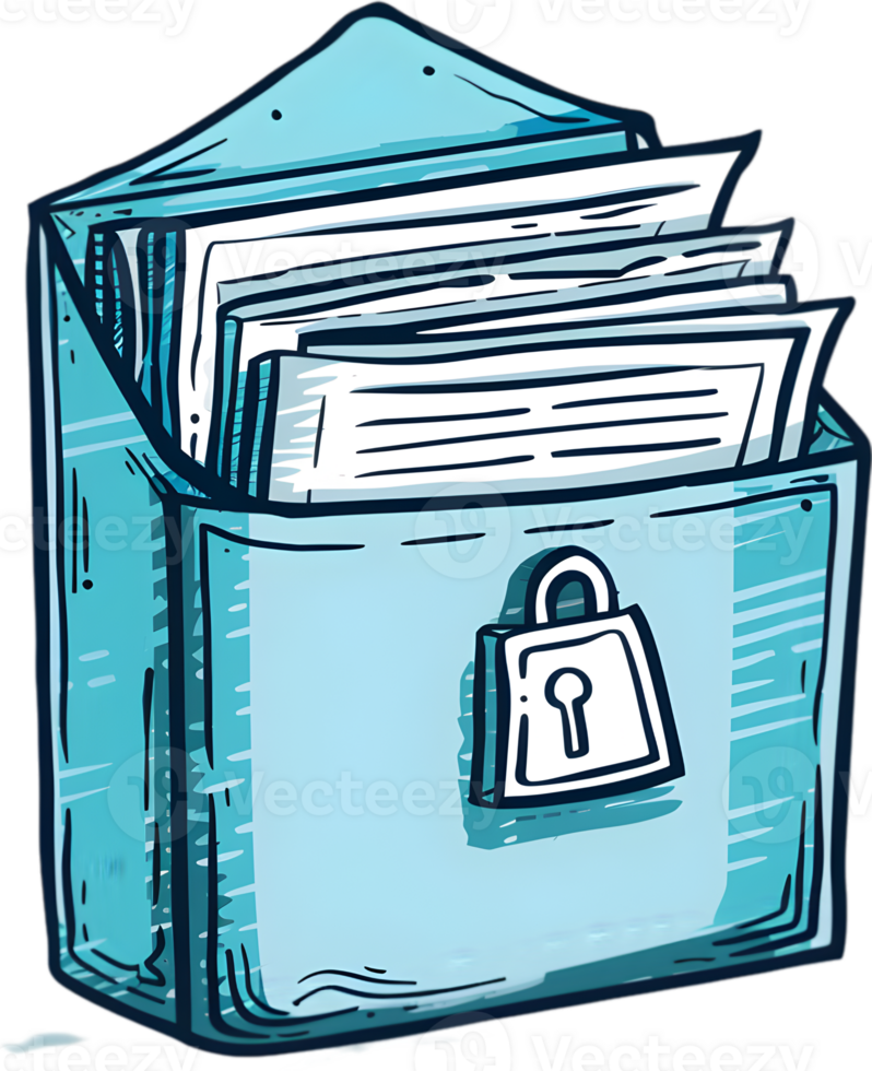 A blue folder with a padlock on it png