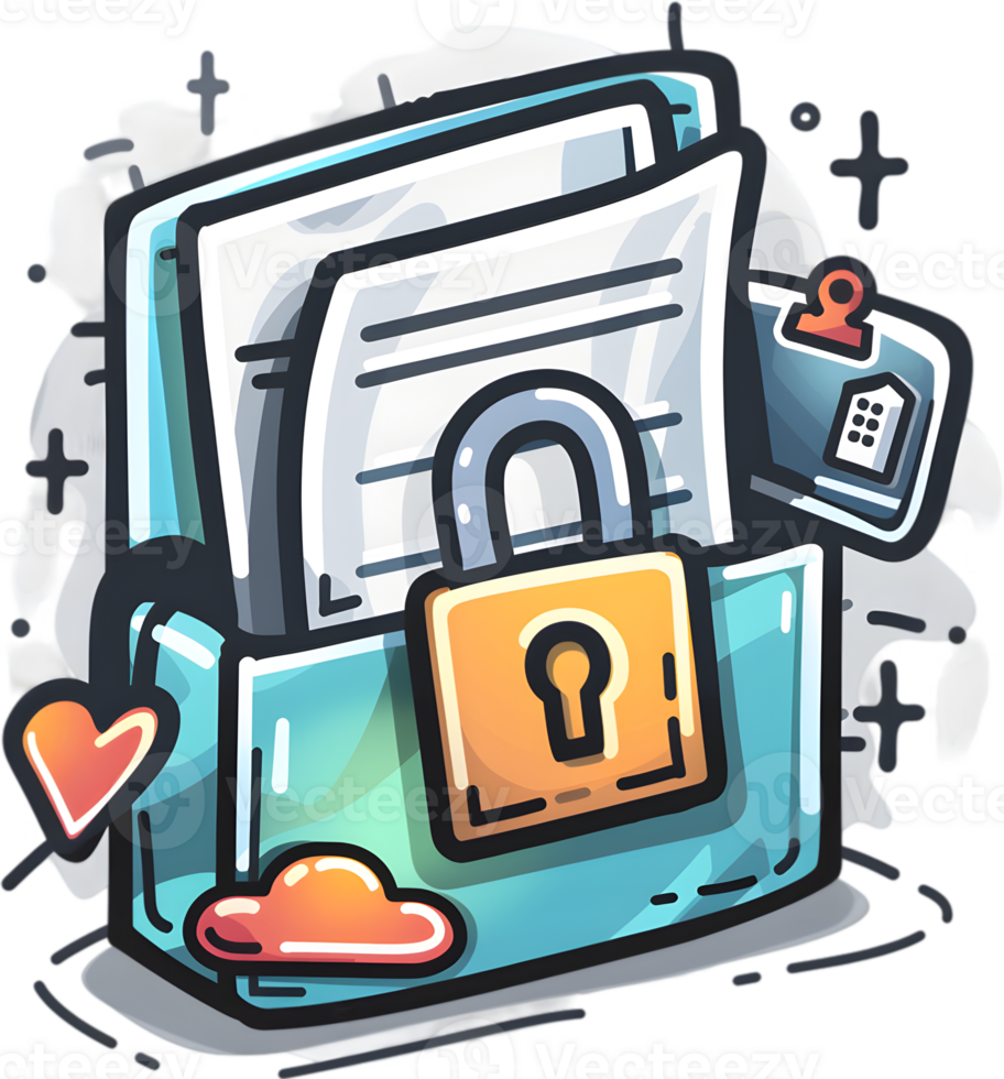 A folder with a padlock and a heart png