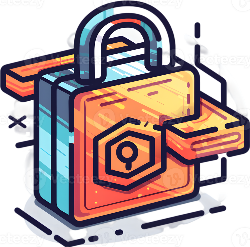 An icon of a lock with a key inside png