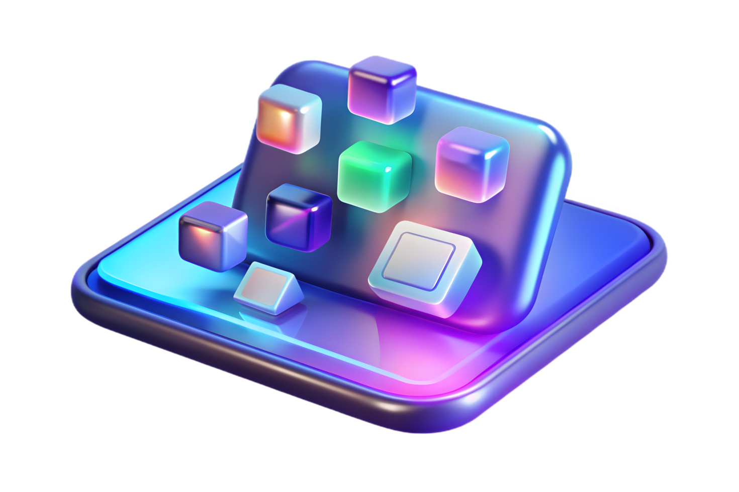 A colorful cube with a bunch of different colored cubes png