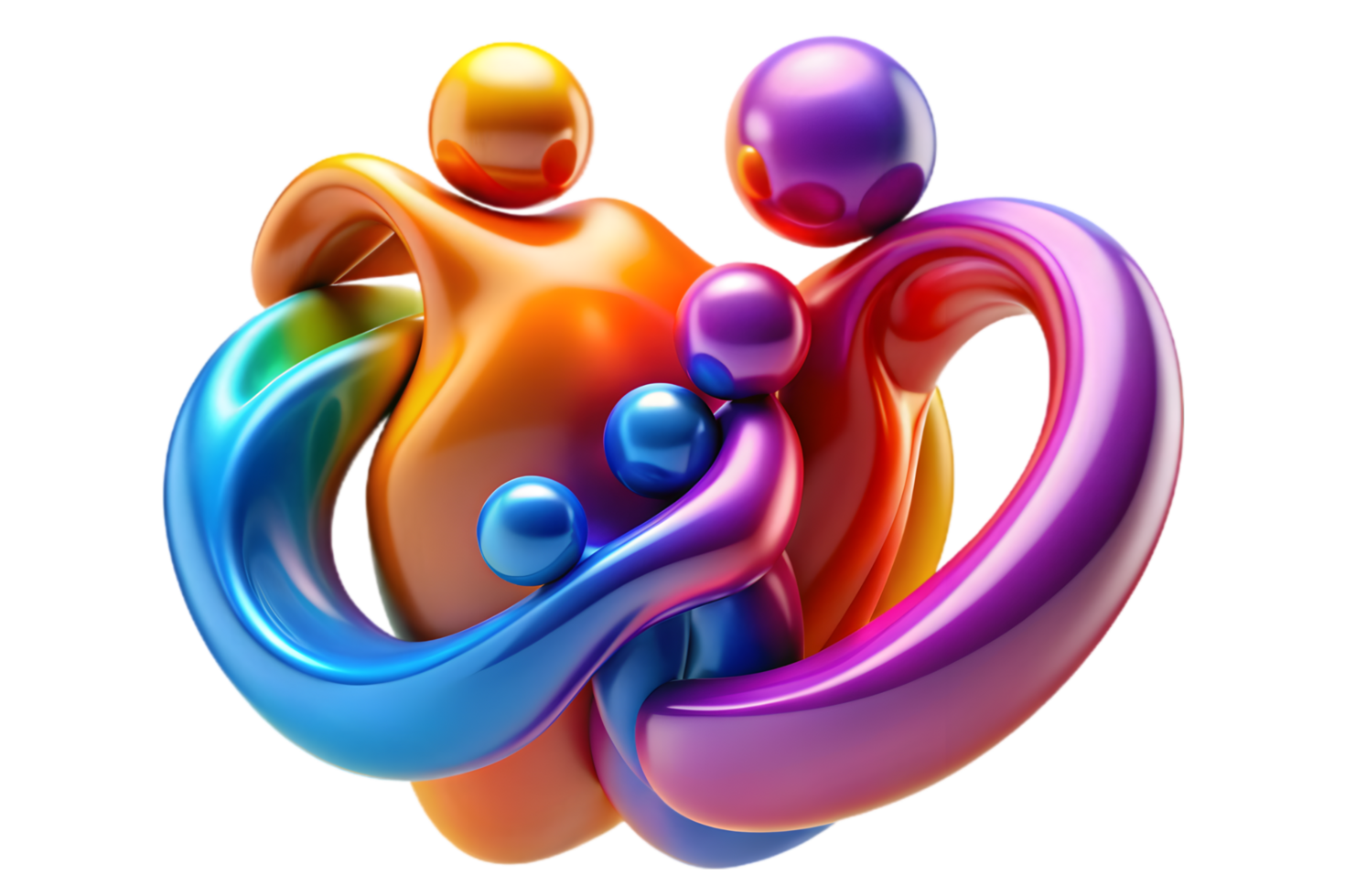A colorful family holding hands in a circle png