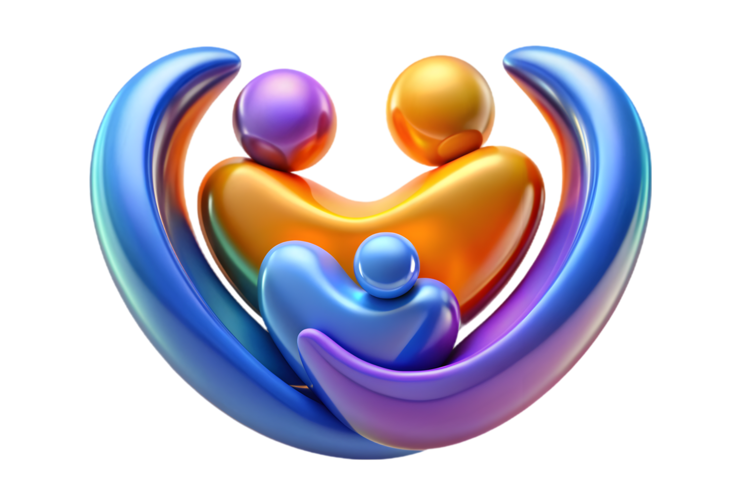 A colorful family logo with a child and a mother png