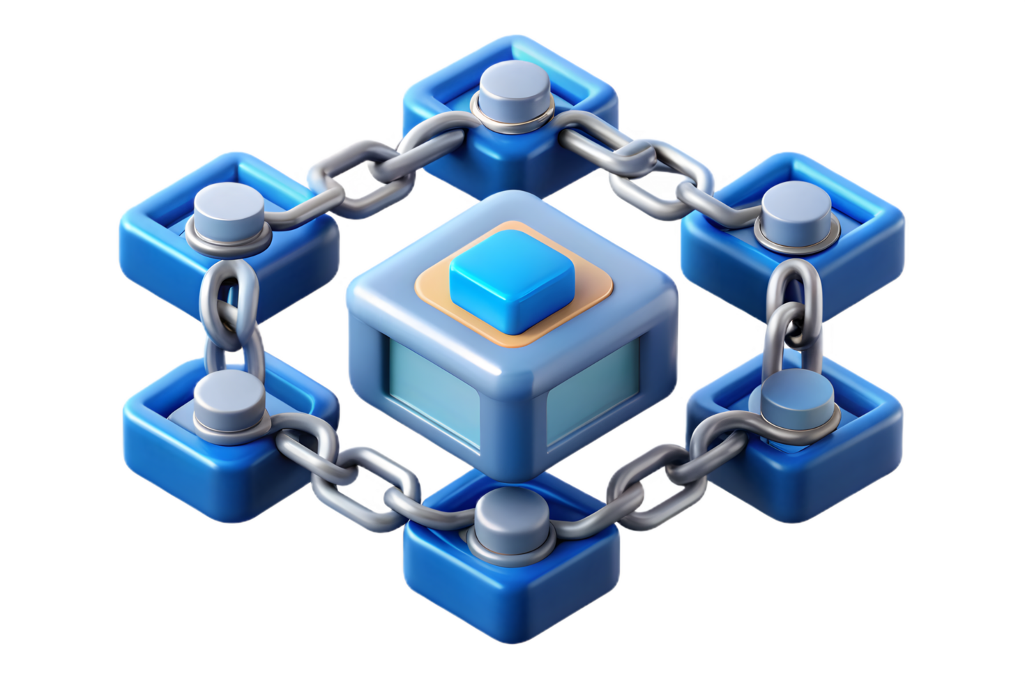 A blue cube with chains around it png