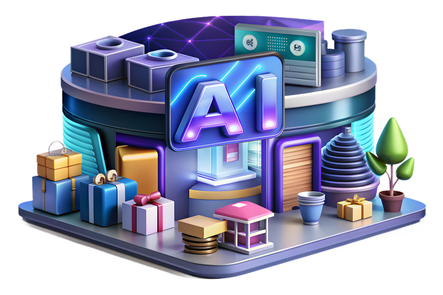 Ai icon with ai logo and a lot of gifts png