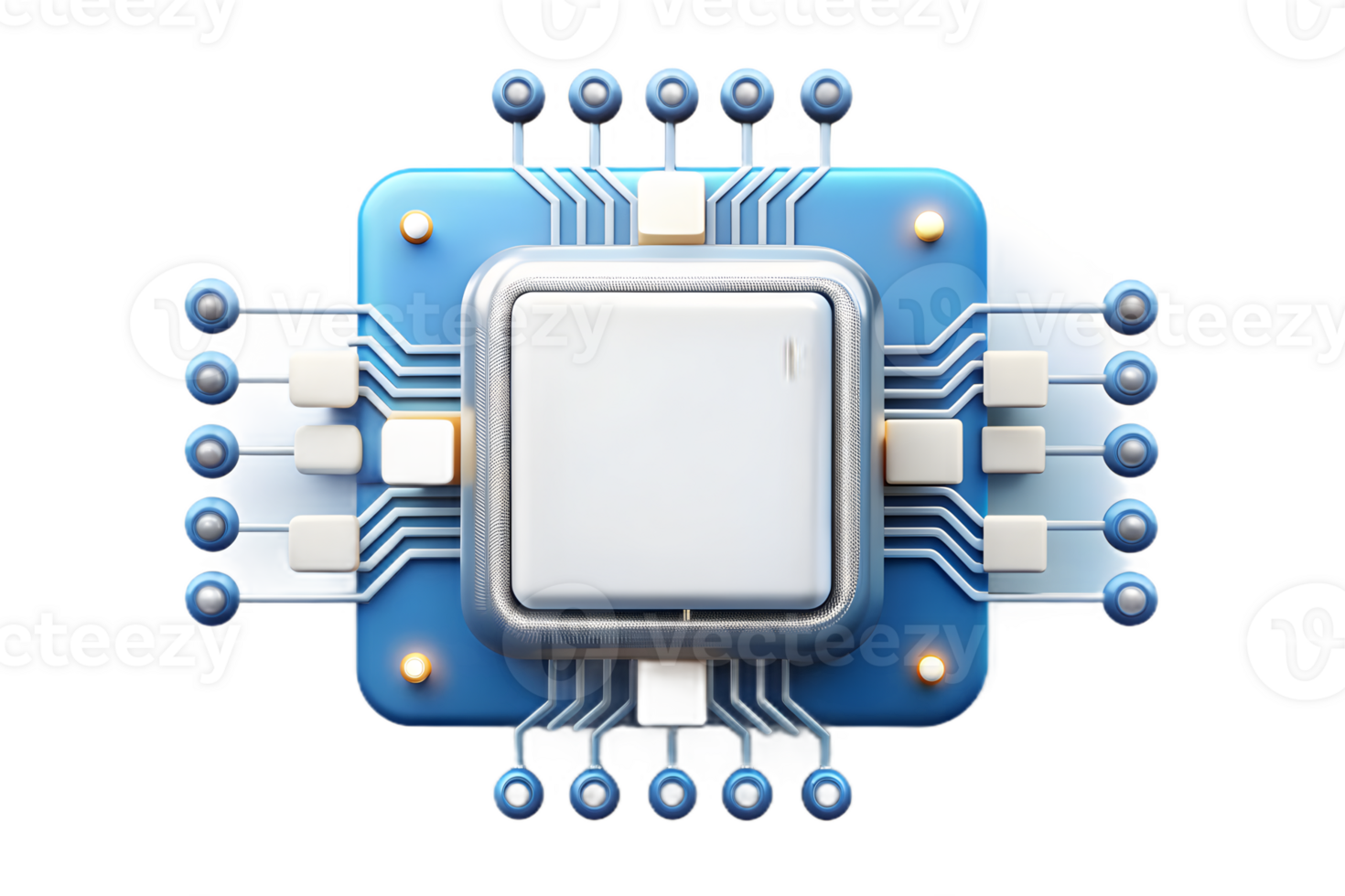 Isometric AI Powered Circuit Frame concept as A clean border frame featuring intricate digital circuits on the left and right sides leaving ample copy space in the center. The desi png