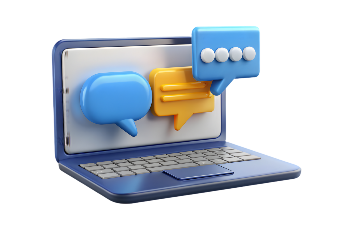 A laptop with speech bubbles and a chat bubble png