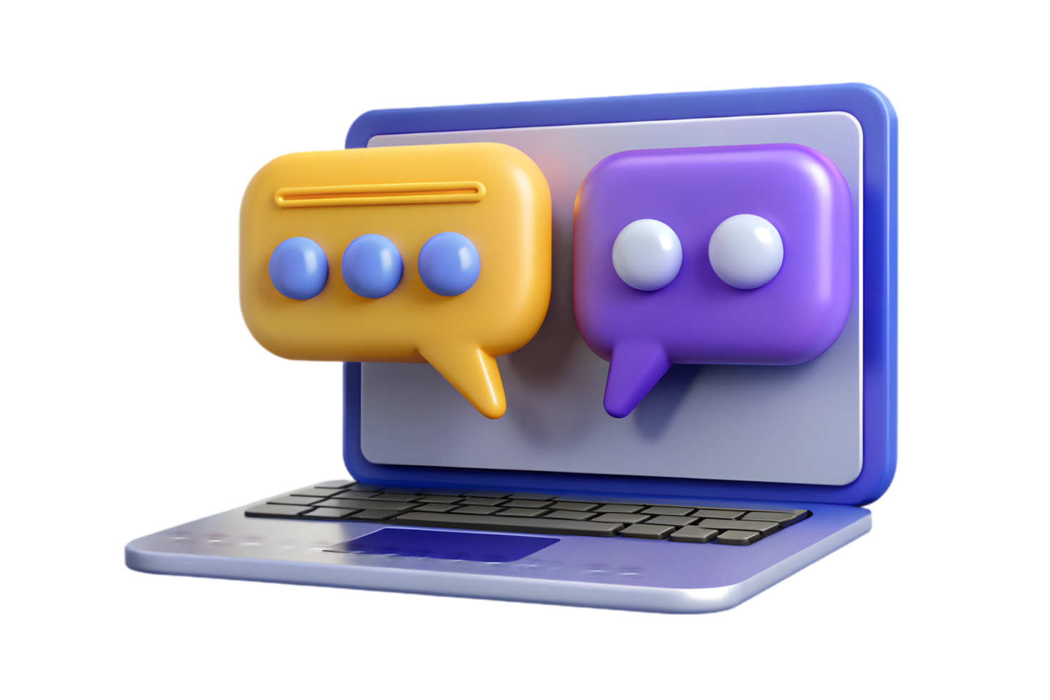 Two speech bubbles on a laptop screen png