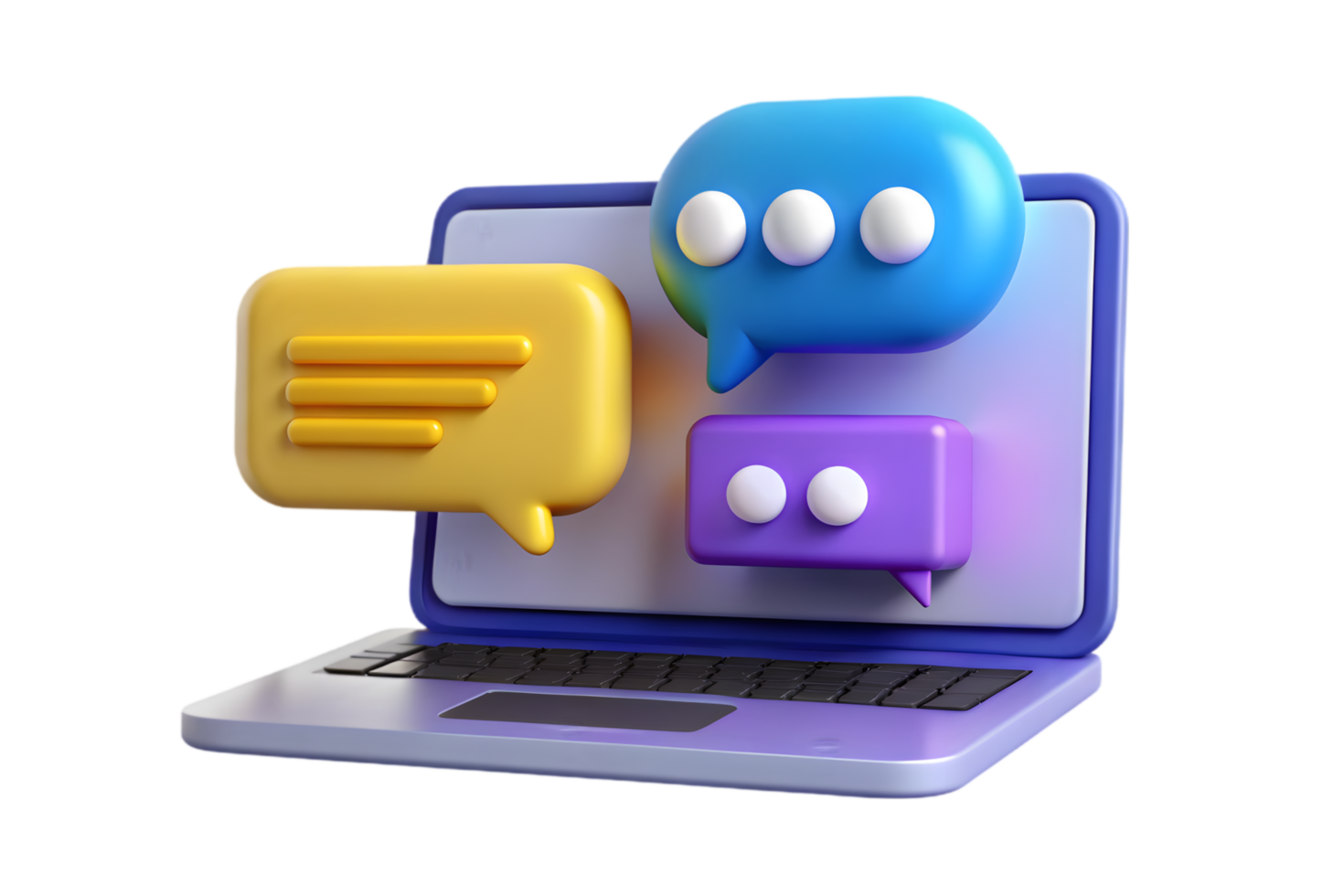 A laptop with speech bubbles on it png