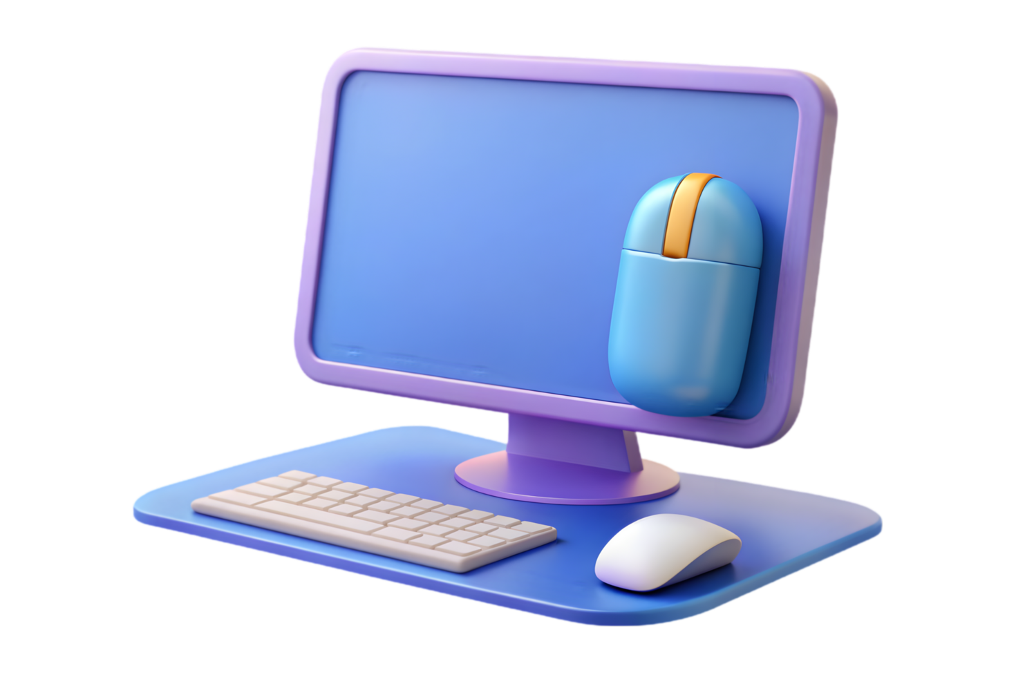 A computer monitor with a mouse and keyboard png