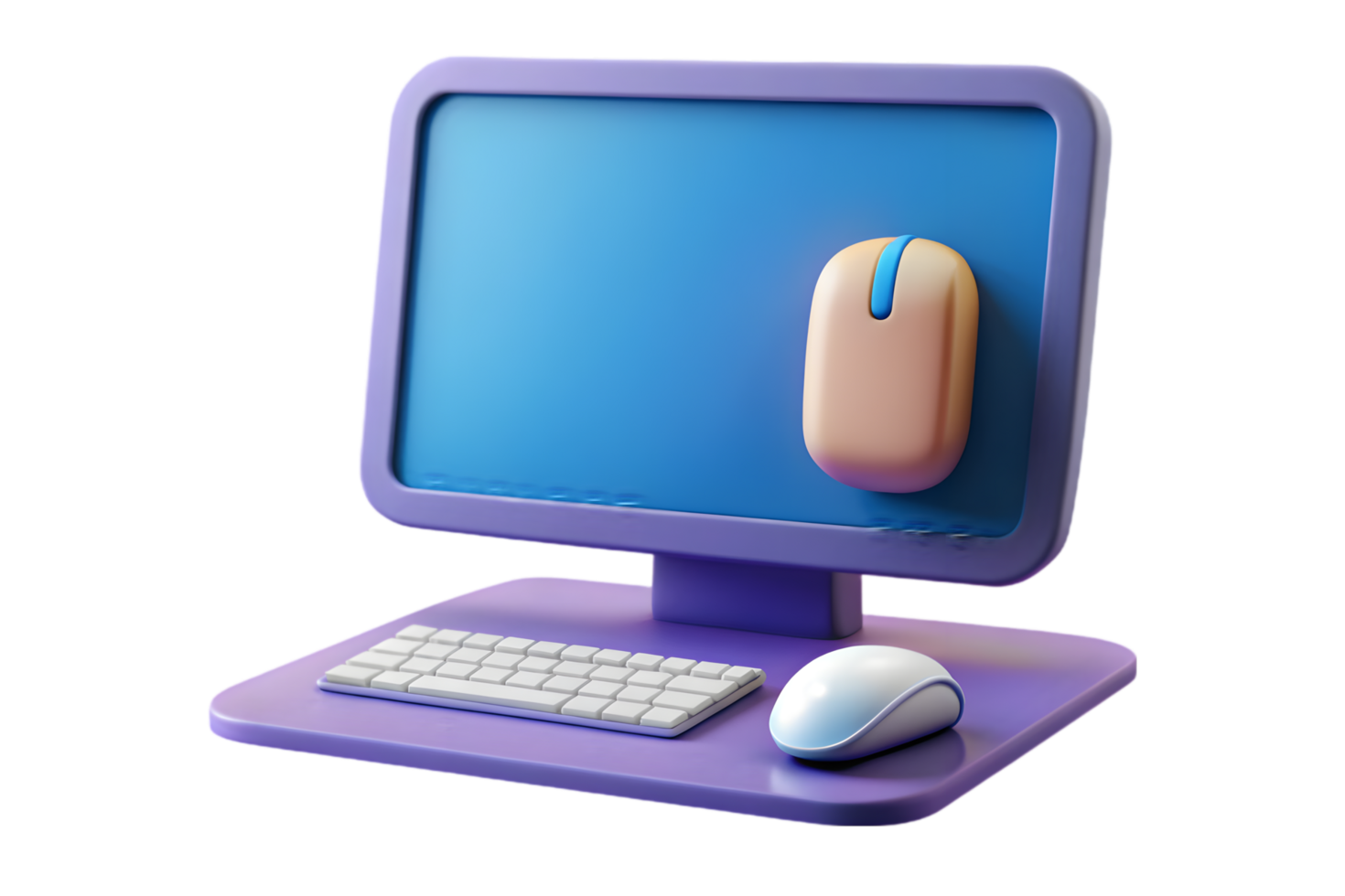 Computer mouse and keyboard on a purple computer screen png