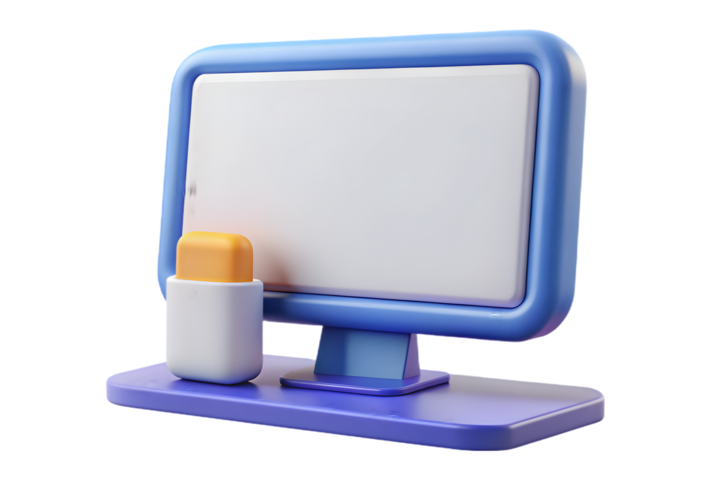 A computer monitor with a white board on it png