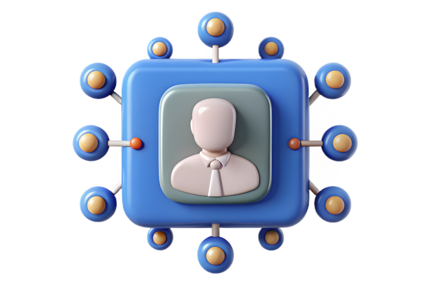 A blue cube with a man in a tie and a blue background png