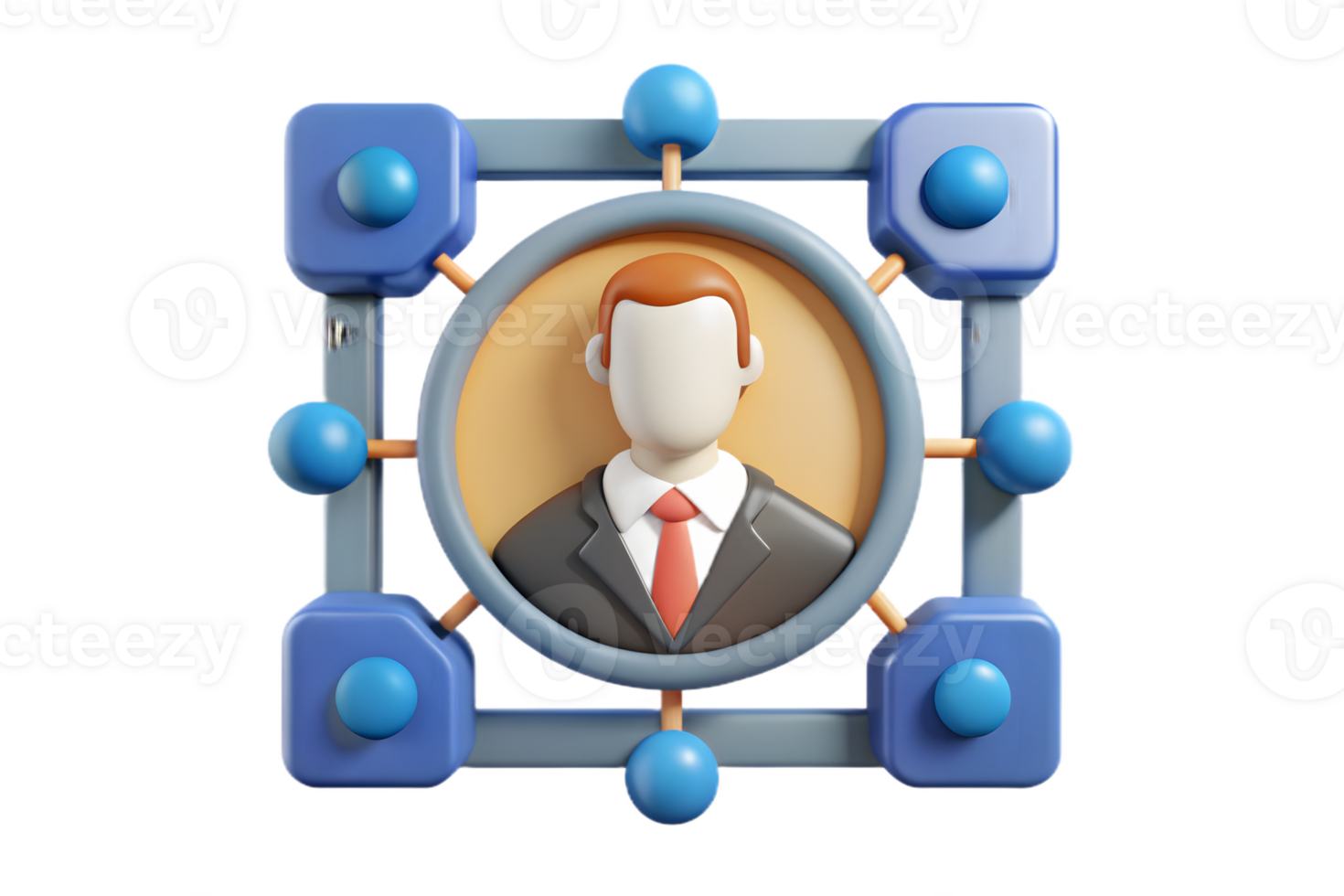 Isometric Flat AI Driven Human Centric Frame concept as A border frame with human silhouette and digital connections on the left and right sides leaving the center as copy space. T png