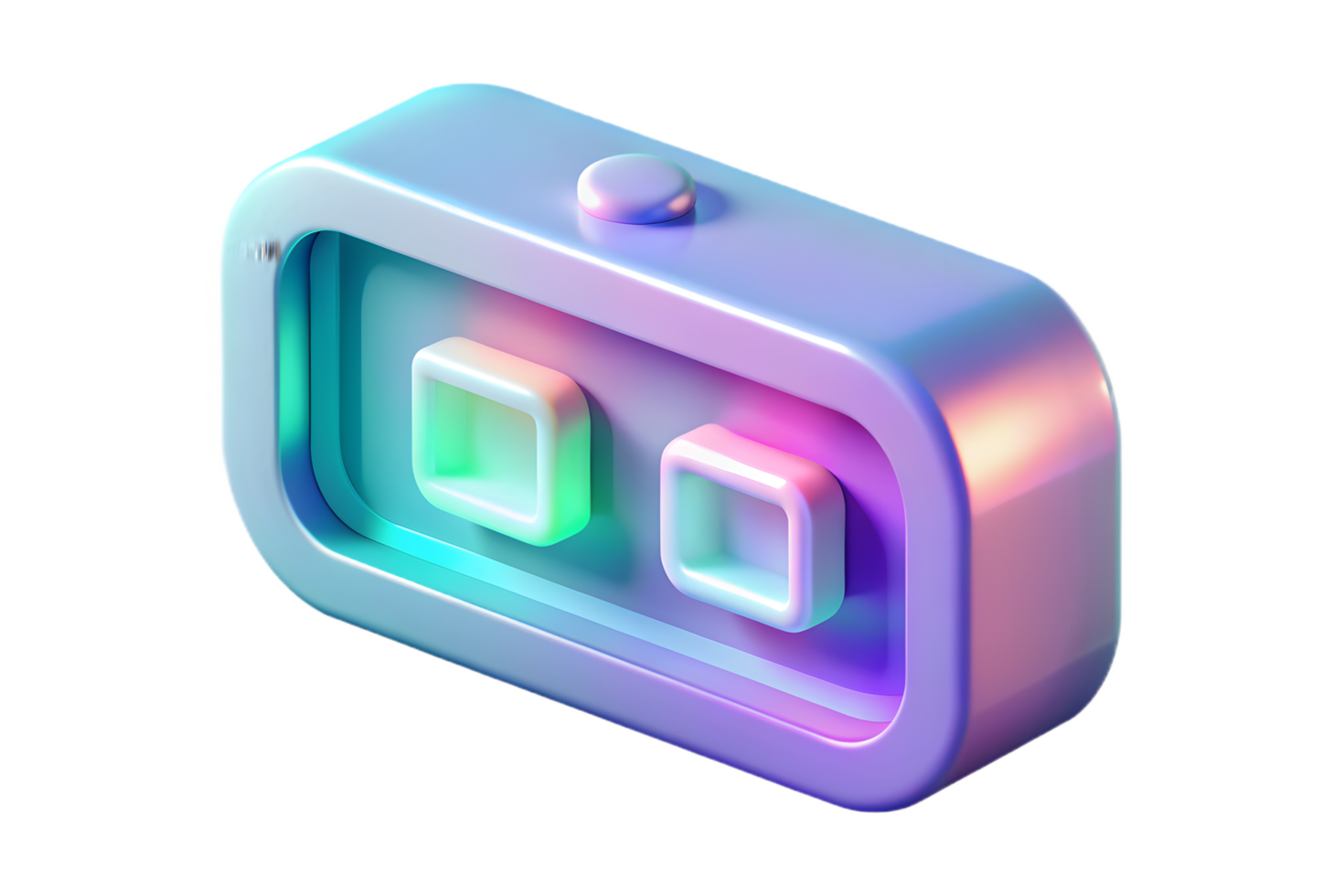 A colorful plastic box with two buttons on it png