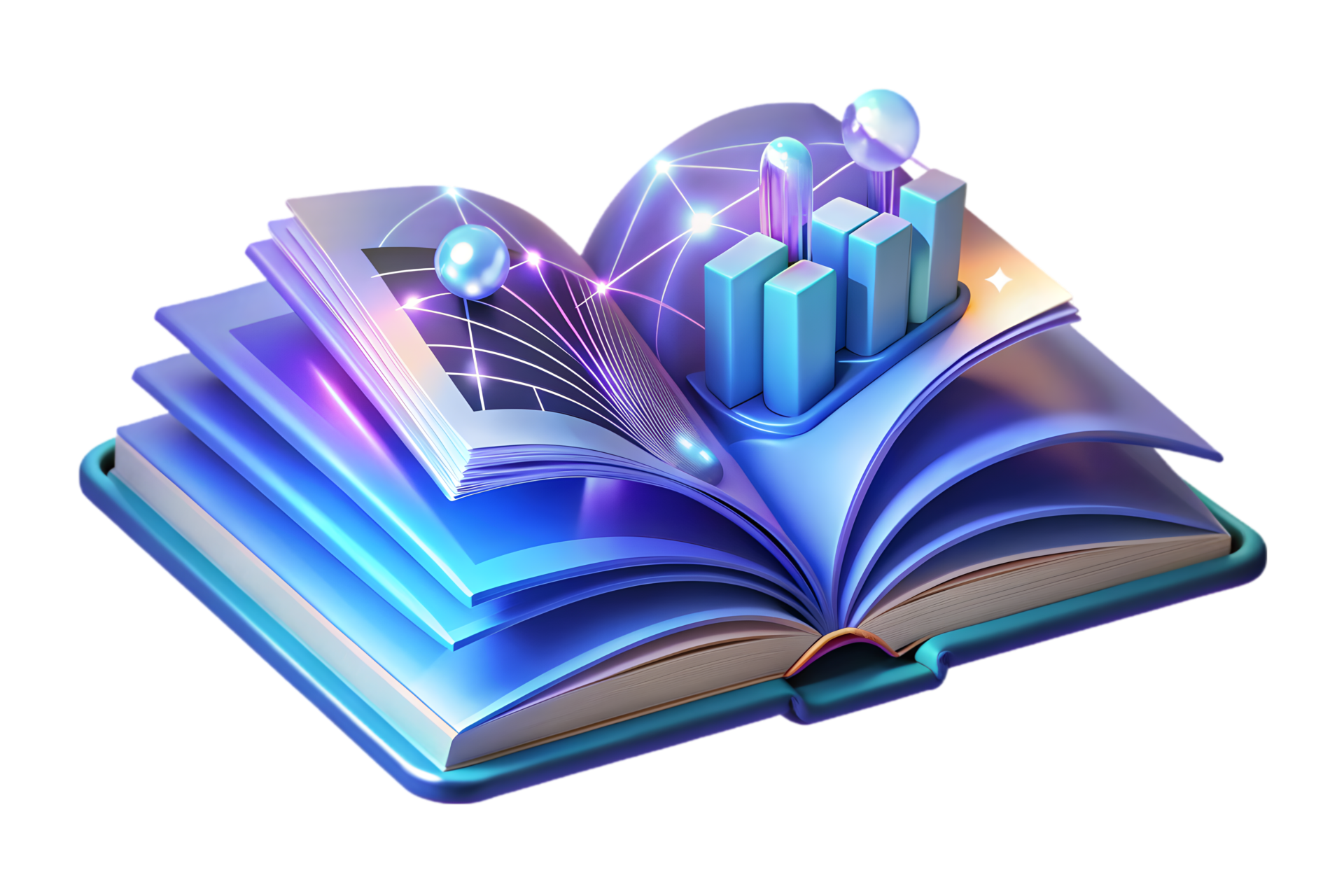 An open book with a graph and a bar chart 49160980 PNG