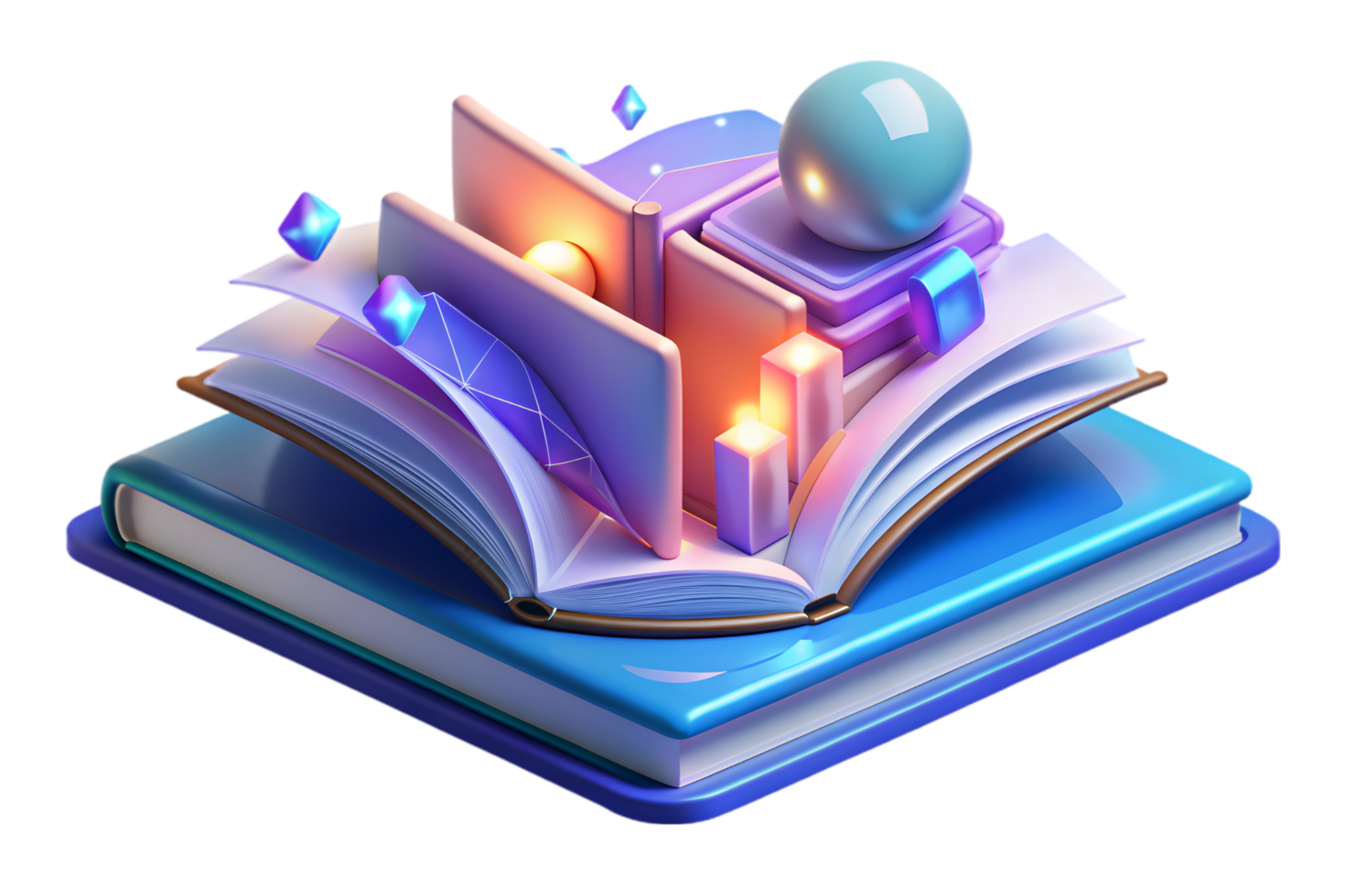 An open book with a blue egg and a candle png