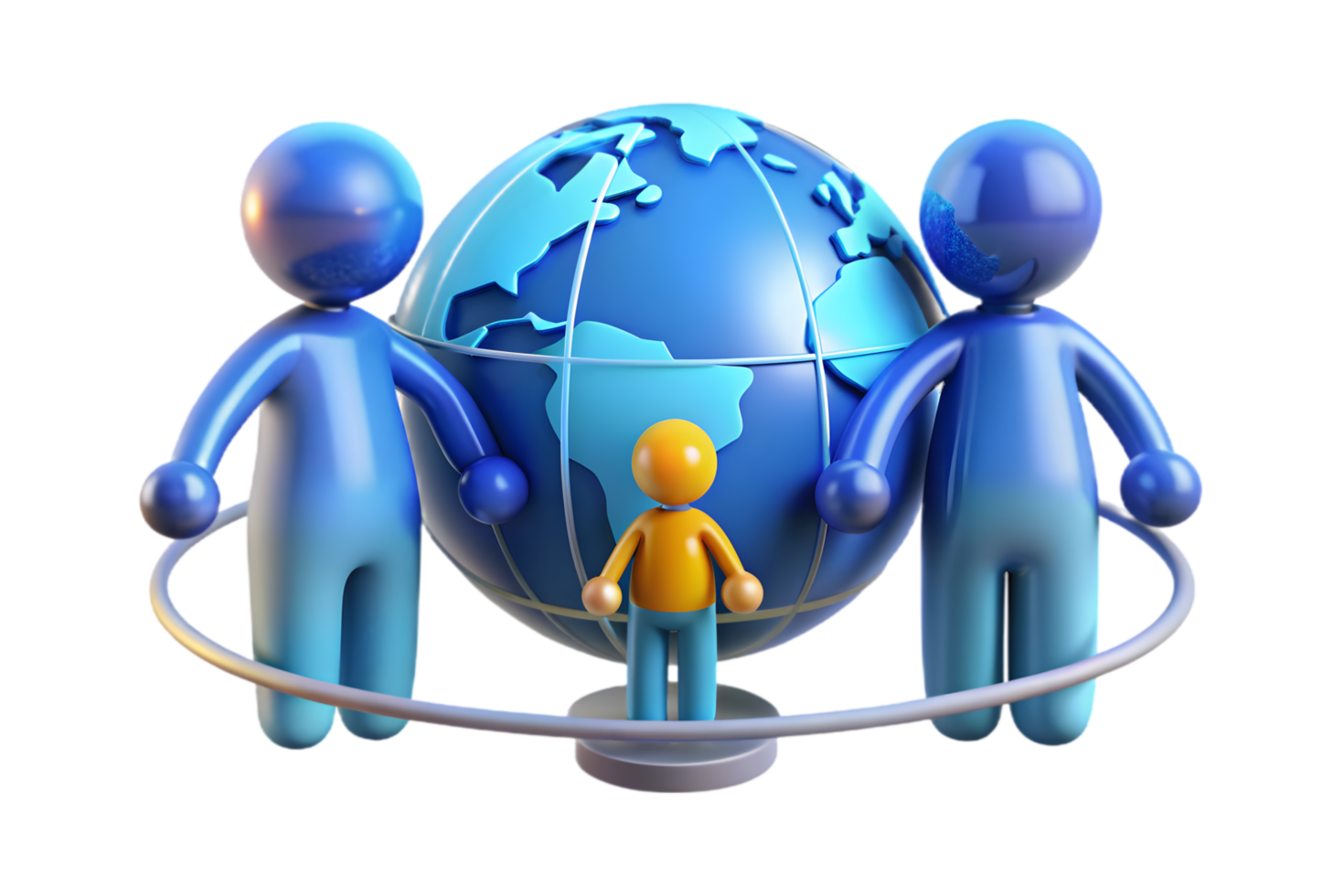 People standing around a globe with a child png