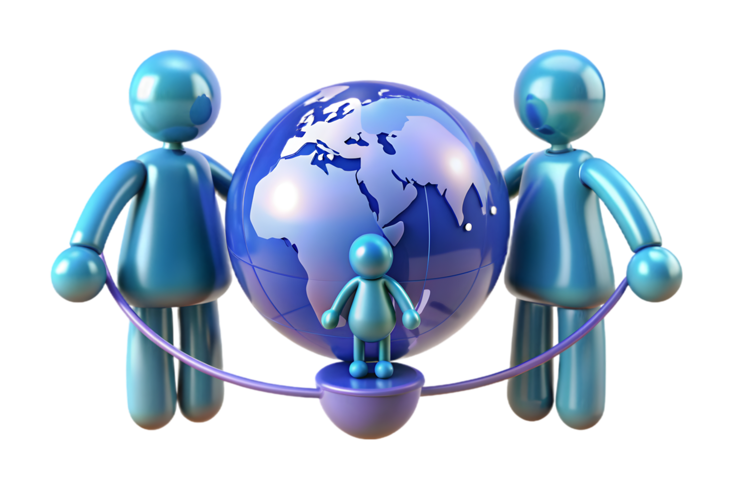 Three people holding a globe and a child png
