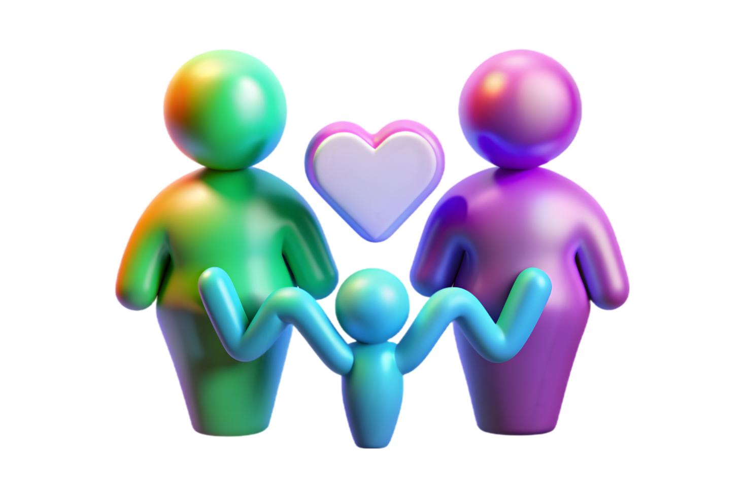 Three people holding hands and a heart png