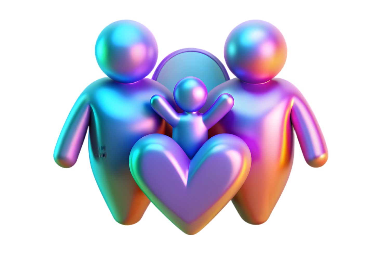 Three people holding a heart and a child png