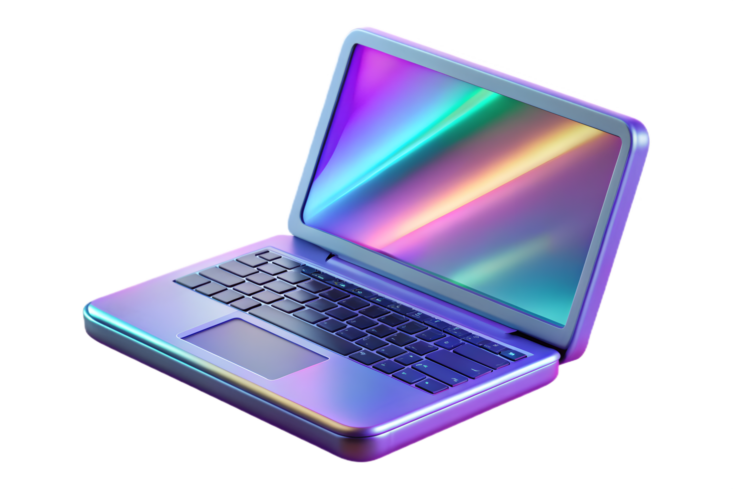 A laptop with a rainbow colored screen png