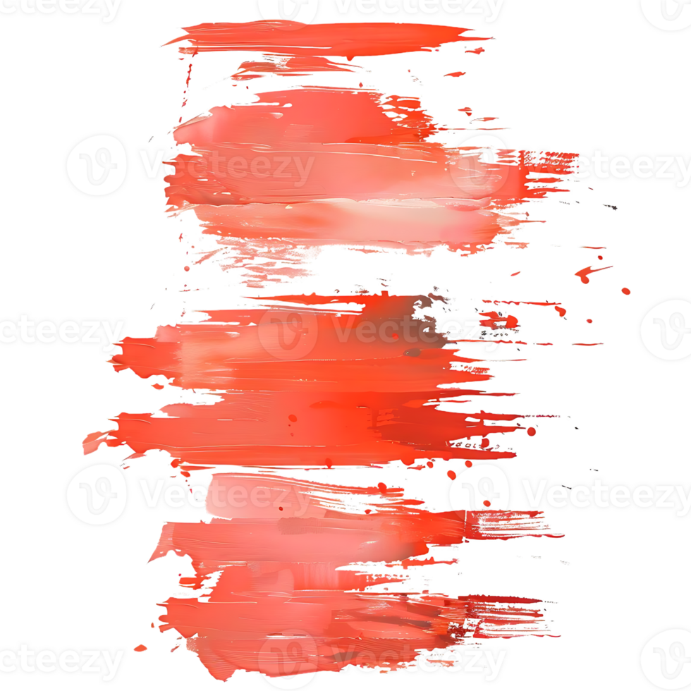 Abstract Red Paint Strokes on a Transparent Background, Modern Art with a Grunge Aesthetic png