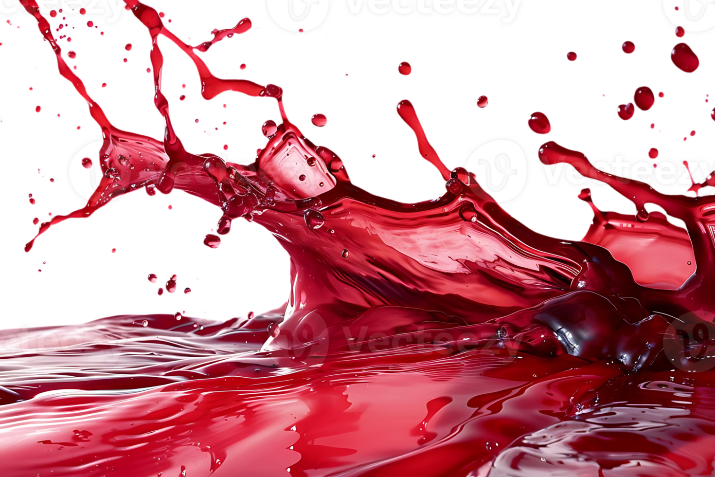 Red Liquid Splashing with Transparent Background, A Dynamic and Vibrant Illustration png