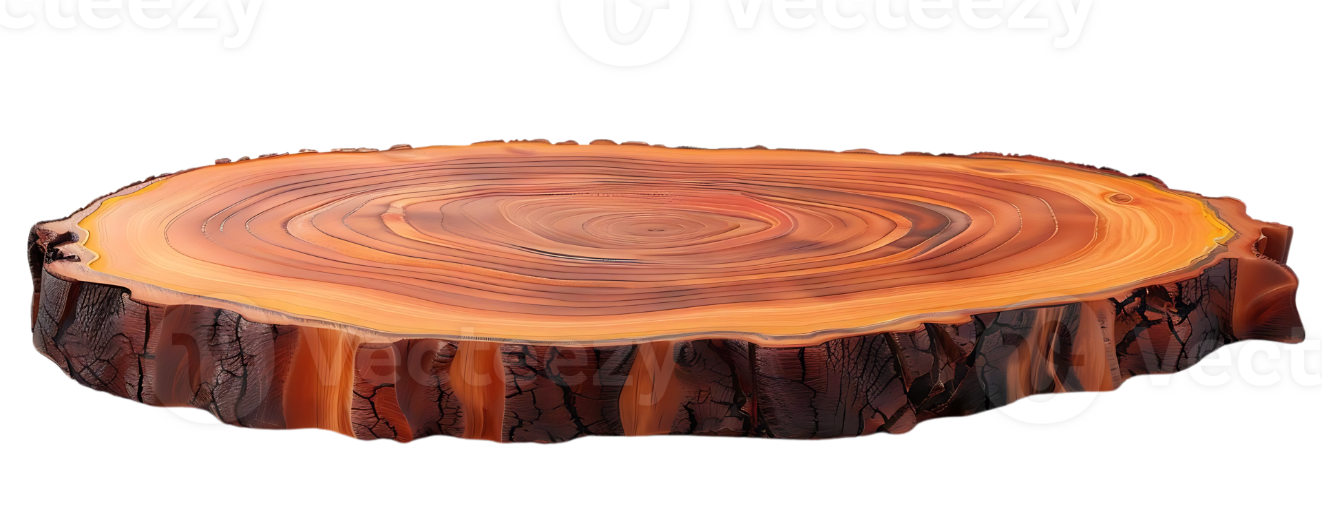 Wooden Tree Slice with Transparent Background, Perfect for Product Displays and Mockups, Isolated on Black png