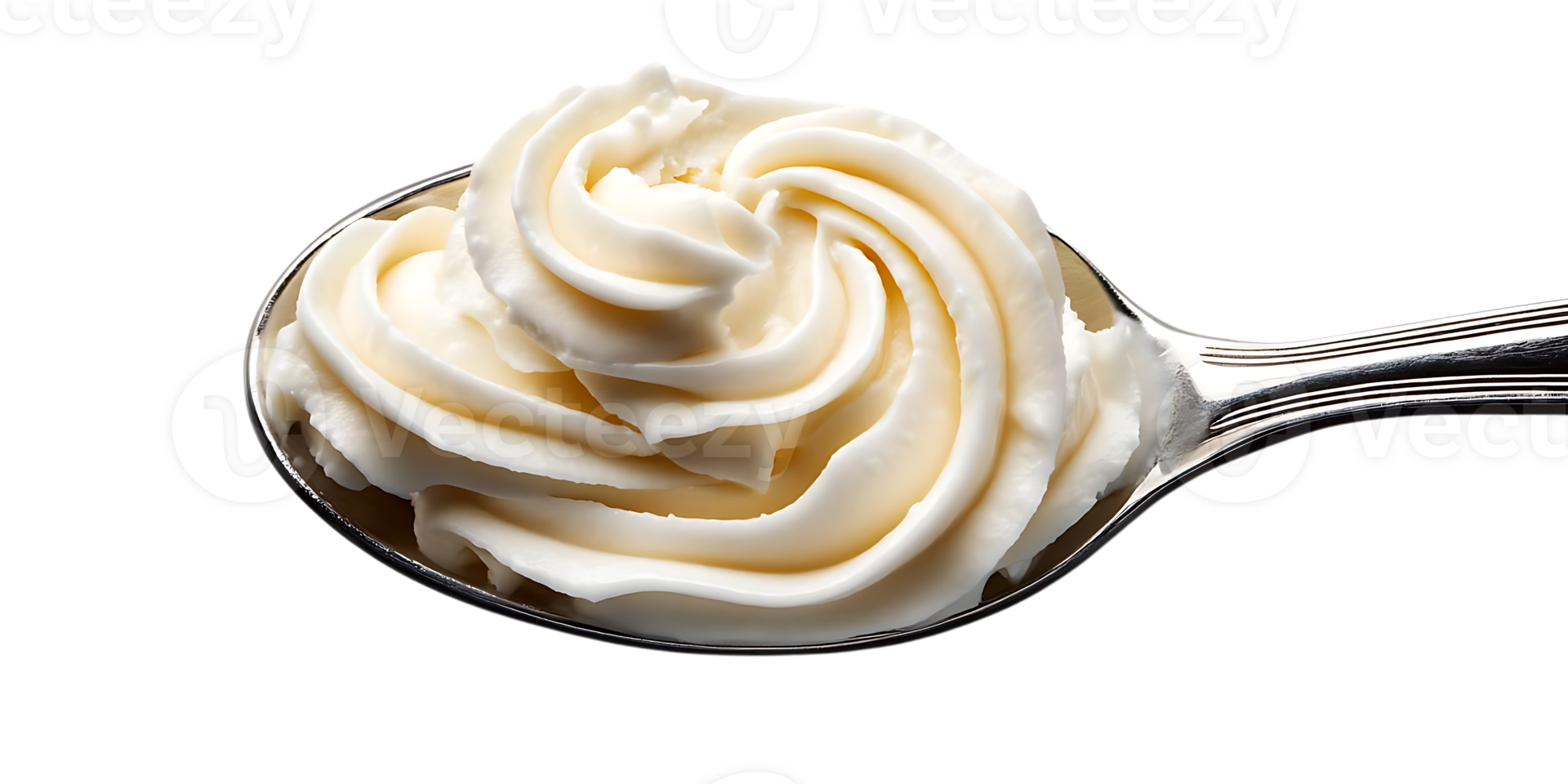 Whipped Cream on a Spoon with Transparent Background, Delicious and Creamy Dessert, Perfect for Cakes and Coffee png