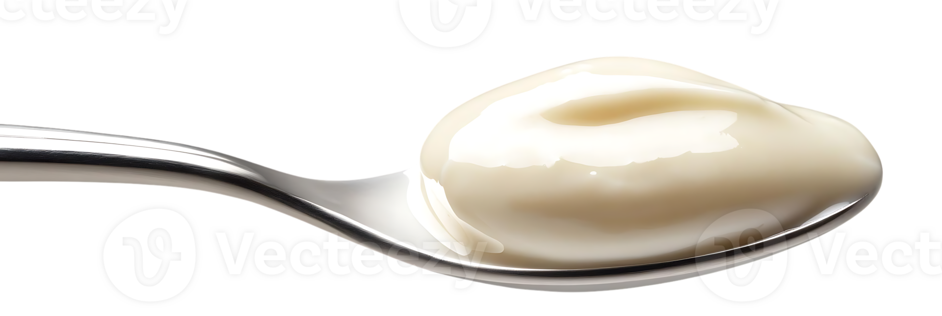 Creamy White Yogurt on a Spoon with a Transparent Background png